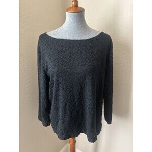 Talbots Women's Size XL Black 3/4 Sleeve Lace Overlay Blouse - NWT